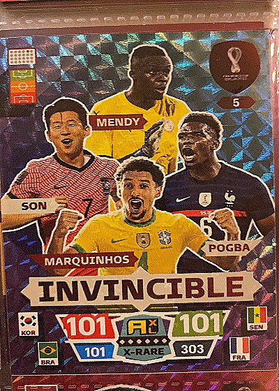 2022 Panini Adrenalyn XL FIFA World Cup #5 Invincible Paul Pogba, Son, Mendy, Marquinhos — front