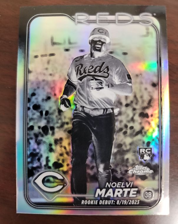 2024 Topps Chrome Update #USC91 Noelvi Marte Rookie Debut Negative Parallel — front
