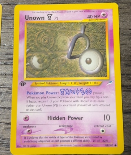 2002 Neo Destiny #89 Unown 8 [V] — front