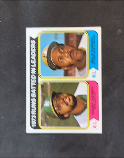 1974 Topps #203 1973 Runs Batted In Leaders Reggie Jackson / Willie Stargell — front