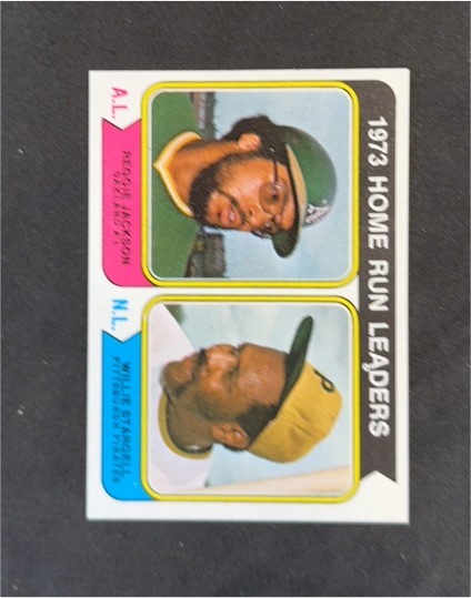 1974 Topps #202 Home Run Leaders Reggie Jackson/Willie Stargell — front