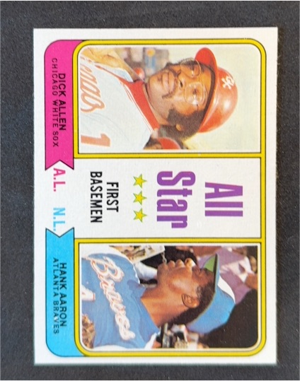 1974 Topps #332 All Star First Basemen Dick Allen / Hank Aaron — front