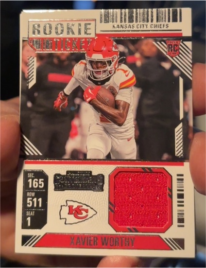 2024 Panini Contenders Rookie Ticket Swatches #RTS-XWY Xavier Worthy — front