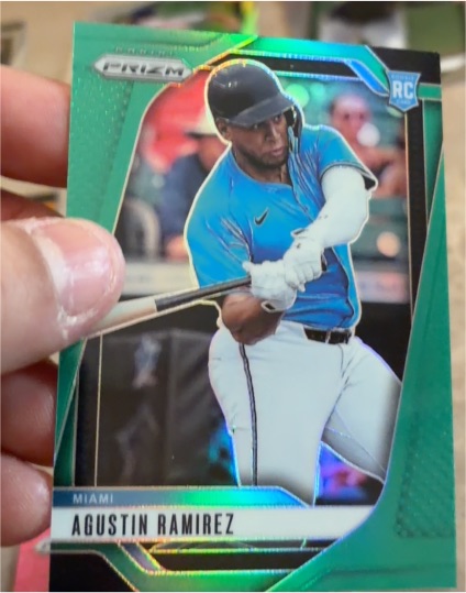 2025 Panini Prizm #34 Agustin Ramirez RC Green Prizms Miami Marlins Baseball — front
