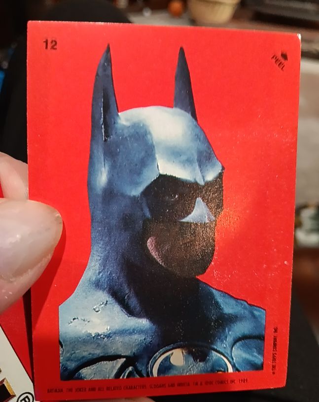 1989 Topps Batman #12 Batman Statue Sticker — front