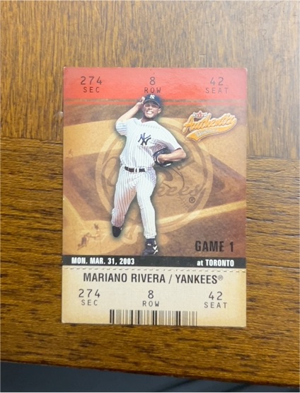 2003 Fleer Authentix Game 1 Ticket #Mariano Rivera — front