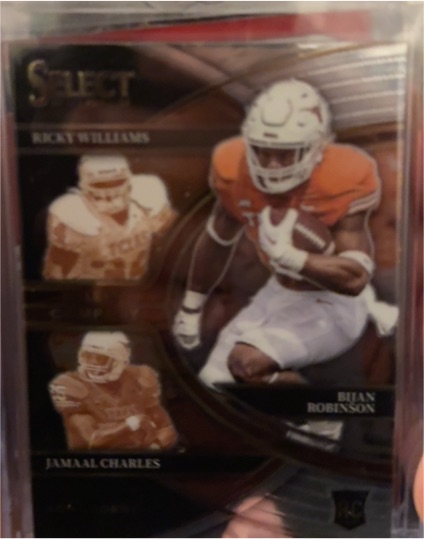 2023 Panini Select Draft Picks #SC-TE Bijan Robinson / Jamaal Charles / Ricky Williams — front