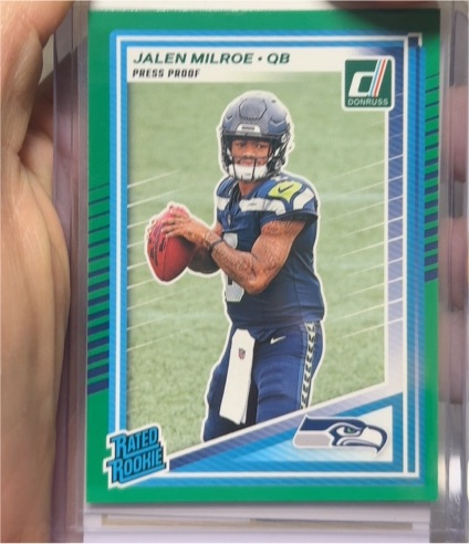 2025 Donruss #307 Jalen Milroe Press Proof Green — front