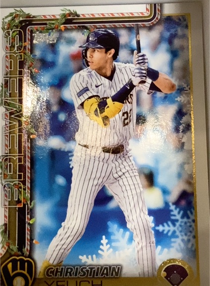 2025 Topps Holiday #H25 Christian Yelich Milwaukee Brewers — front