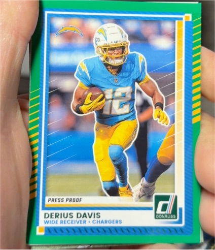 2025 Donruss #149 Derius Davis Press Proof Green — front