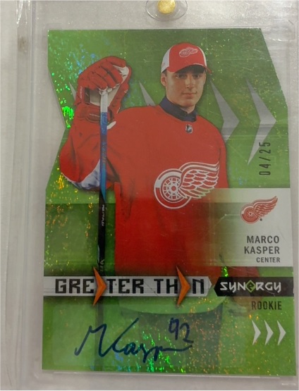 2023-24 Upper Deck Synergy #GT-MK Marco Kasper Greater Than Green Rookie Auto — front