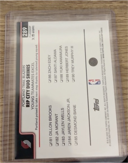 2023 Topps Basketball #289 Portland Trail Blazers Young Contenders — front