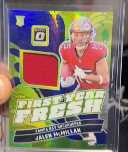 2024 Donruss Optic #FYF-JMN Jalen McMillan First Year Fresh Blue Hyper Relic — front