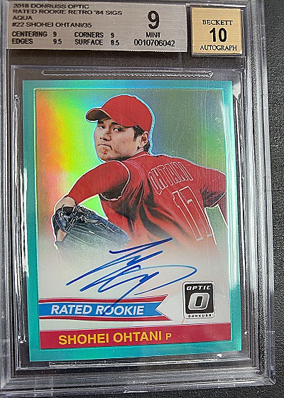 2018 Donruss Optic #84S Shohei Ohtani Rated Rookie Retro '84 Aqua Auto — front