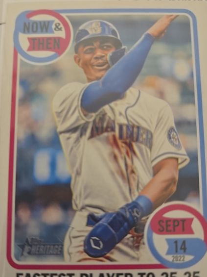 2023 Topps Heritage #NT-13 Julio Rodríguez Now & Then — front