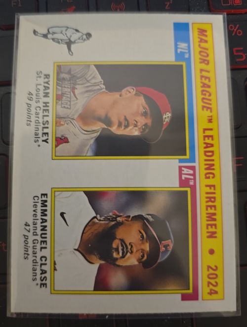2025 Topps Heritage #205 Emmanuel Clase / Ryan Helsley Major League Leading Firemen — front