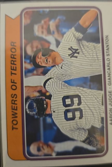2023 Topps Heritage #CC-1 Towers of Terror (Aaron Judge / Giancarlo Stanton) — front