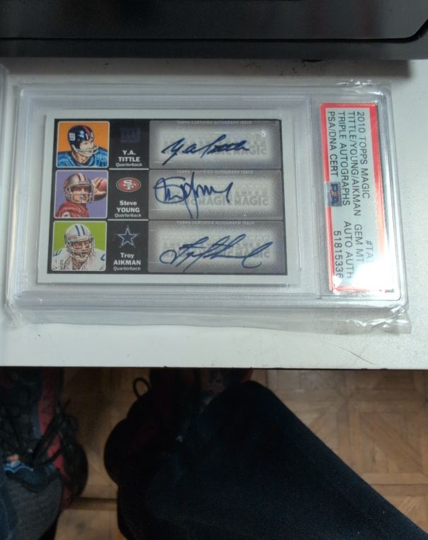 2010 Topps Magic #TA Tittle/Young/Aikman Triple Autographs — front