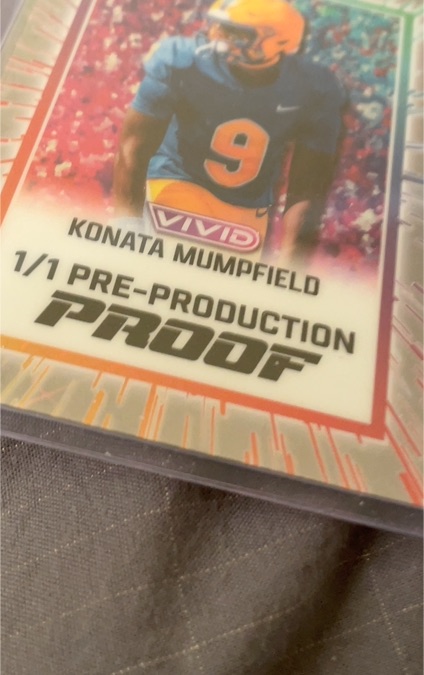 2025 Leaf Vivid Football Konata Mumpfield 1/1 Pre-Production Proof — front
