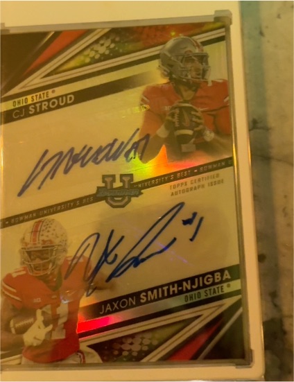 2022 Bowman University Best #DA-CS CJ Stroud & Jaxon Smith-Njigba Dual Autograph — front