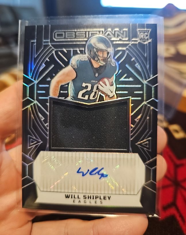 2024 Panini Obsidian #RJJ-WSY Will Shipley Rookie Jumbo Jersey Autograph — front