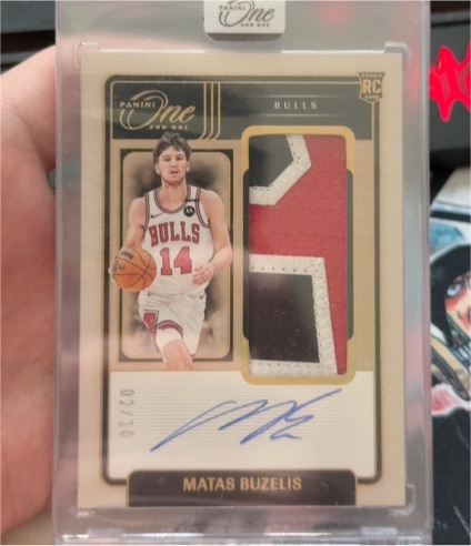 2024-25 Panini One And One #02/10 Matas Buzelis Rookie Jumbo Jersey Auto — front
