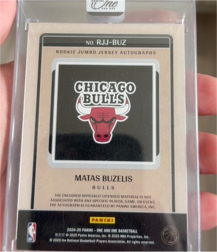 2024-25 Panini One and One Rookie Jumbo Jersey Autographs #RJJ-BUZ Matas Buzelis — front