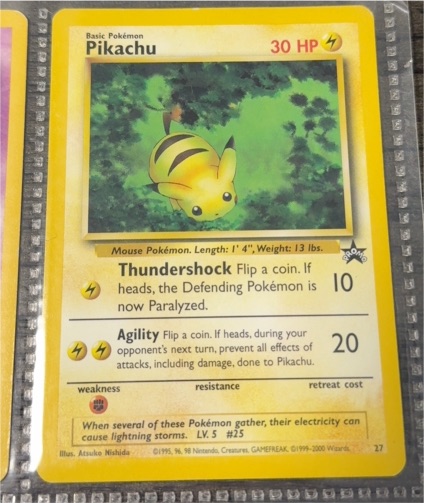 1999 Pokémon #27 Pikachu Black Star Promo — front