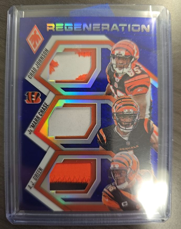 2025 Panini Phoenix Regeneration #RGN-CIN Chad Johnson/Ja'Marr Chase/A.J. Green — front