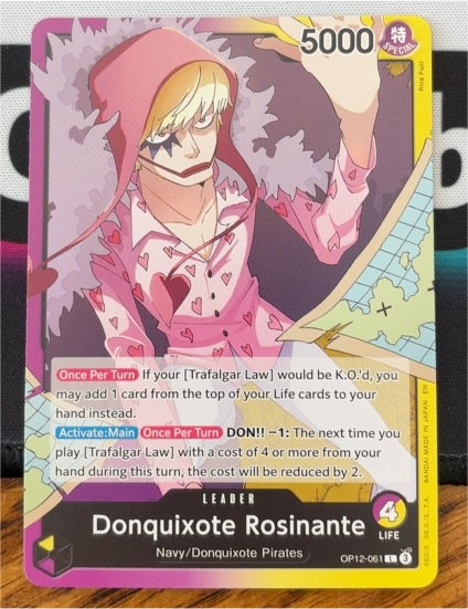 2020 One Piece TCG OP12-061 Donquixote Rosinante Leader Legacy of the Master — front