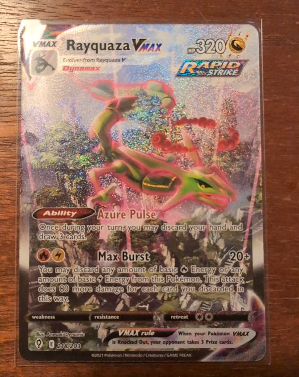 2021 Pokémon Evolving Skies #218 Rayquaza VMAX — front