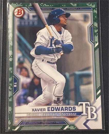 2021 Bowman Prospects Camo #BP-101 Xavier Edwards — front