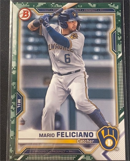 2021 Bowman Paper Prospects Camo Parallel #BP-133 Mario Feliciano — front