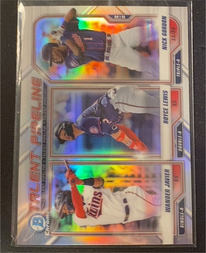 2021 Bowman Chrome #TP-MIN Nick Gordon / Royce Lewis / Wander Javier — front