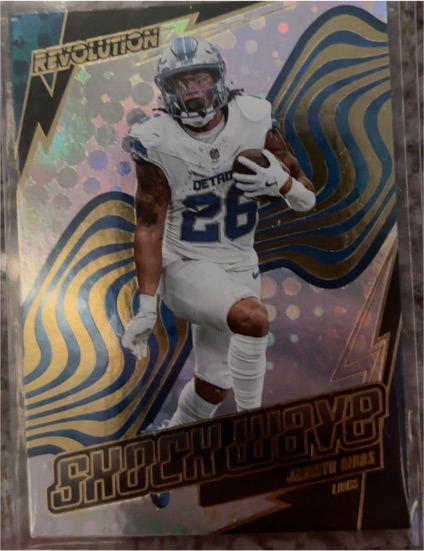 2025 Panini Revolution #19 Jahmyr Gibbs Shock Wave — front