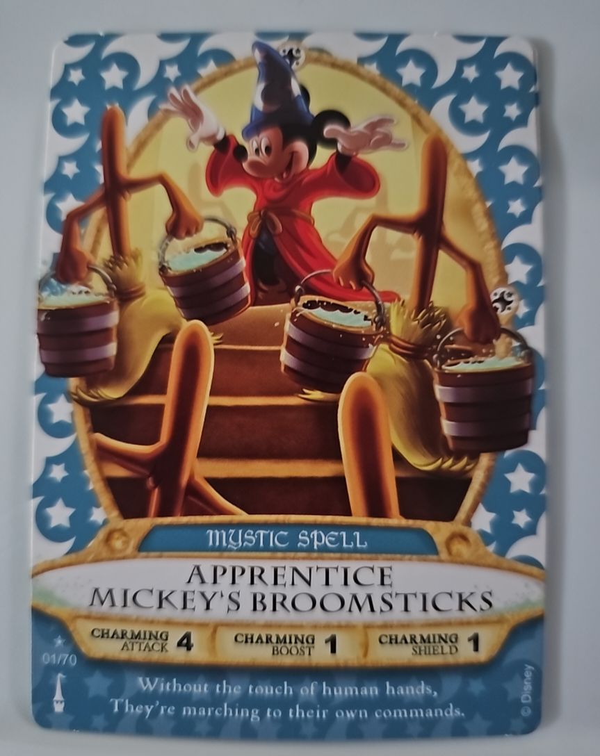 2012 Disney Sorcerers of the Magic Kingdom #01/70 Apprentice Mickey's Broomsticks Mystic Spell — front