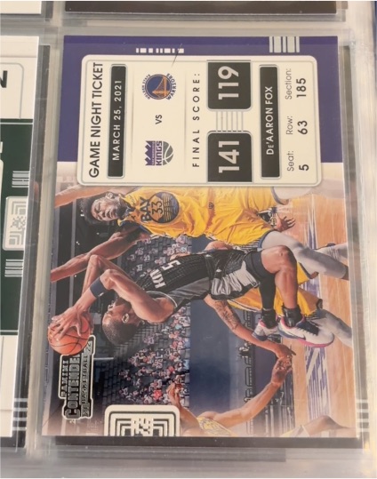 2021-22 Panini Contenders #1 De'Aaron Fox Game Night Ticket — front