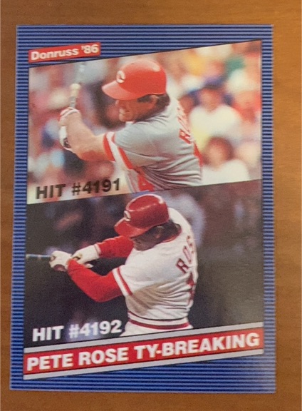 1986 Donruss #644 Pete Rose Ty-Breaking — front