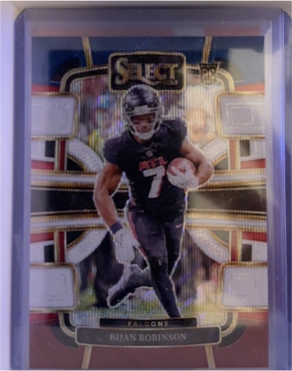 2023 Panini Select #4 Bijan Robinson Concourse Red & Black Prizm Die-Cut Rookie Card — front