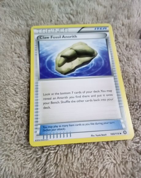 2016 Pokémon Steam Siege #100 Claw Fossil Anorith — front