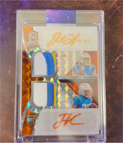 2020 Panini Spectra #RPA Justin Herbert Joshua Kelley Dual Patch Auto — front