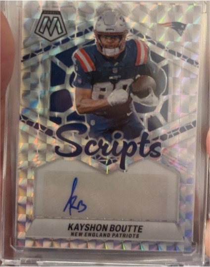 2024 Panini Mosaic Scripts Prizm Kayshon Boutte Auto Patriots #SC-KBO — front
