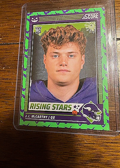 2024 Panini Score-A-Treat #19 J.J. McCarthy Rising Stars Green Bats — front