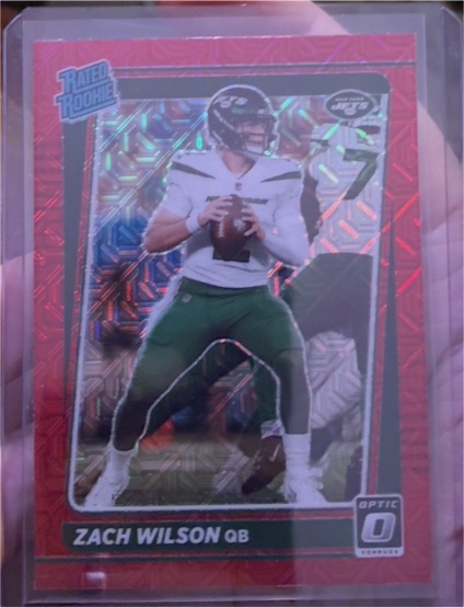 2021 Donruss Optic #202 Zach Wilson Rated Rookie Red Hyper Prizm — front