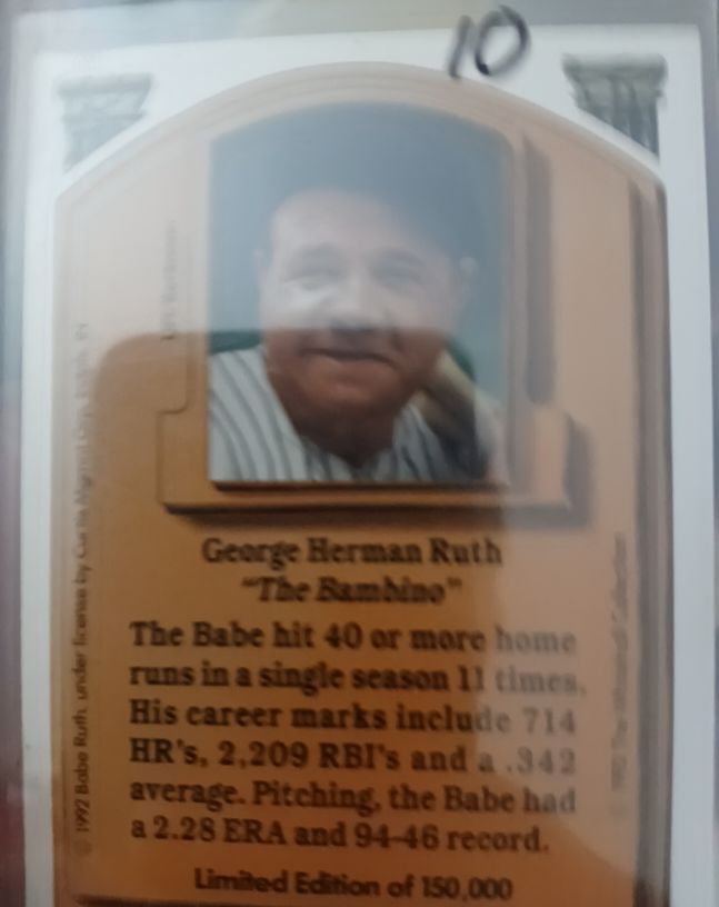 1992 Whitehall Legends to Life Babe Ruth New York Yankees — front