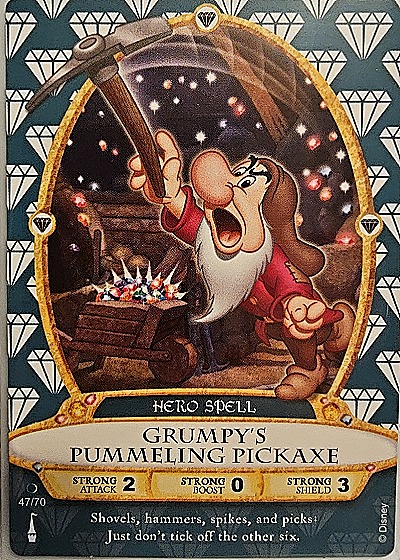 2012 Disney Sorcerers of the Magic Kingdom #47 Grumpy's Pummeling Pickaxe — front