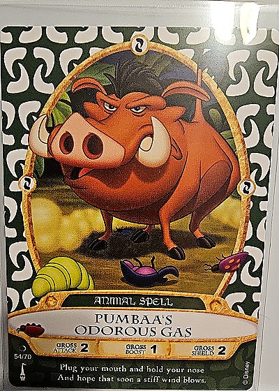 2012 Disney Sorcerers of the Magic Kingdom #54 Pumbaa's Odorous Gas — front