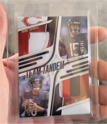 2025 Panini Absolute Football Team Tandem Materials #TTM-CHI Rome Odunze Caleb Williams — front