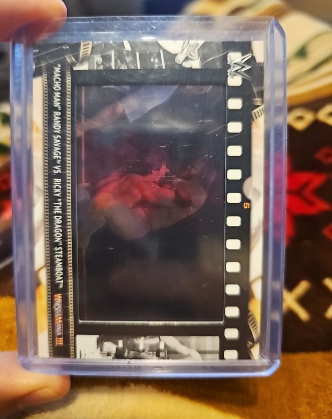 2021 Topps WWE Match Film Strip Macho Man Randy Savage vs. Ricky The Dragon Steamboat — front