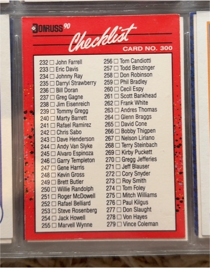 1990 Donruss #300 Checklist — front